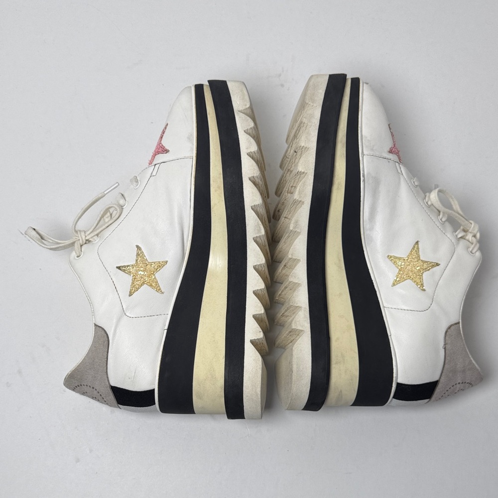 STELLA MCCARTNEY Women's Elyse Faux Leather Glitter Star Platform Sneaker‎ 37 - Picture 8 of 16